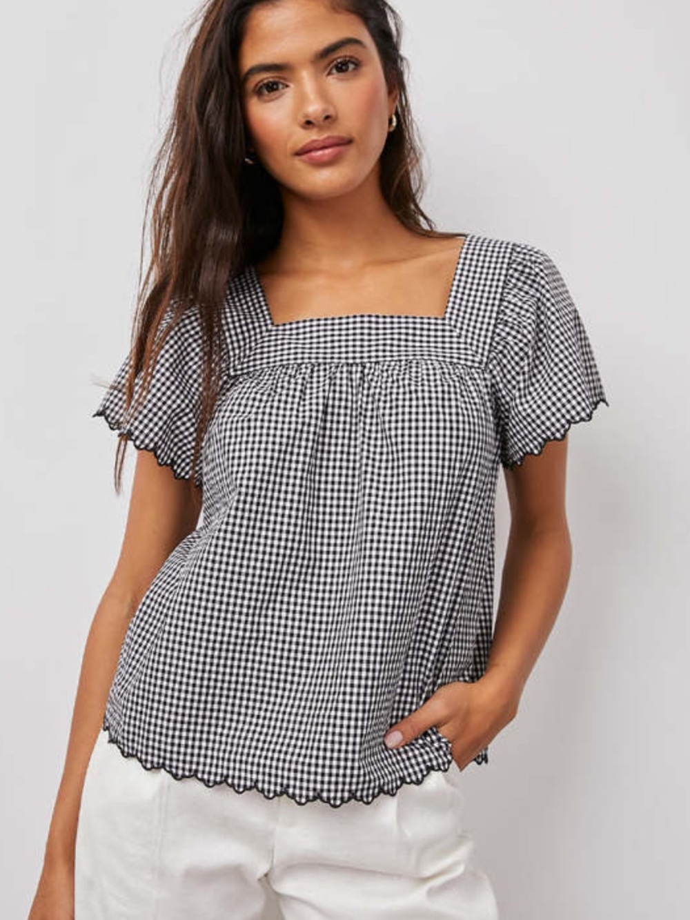 Rails Harley top in black mini gingham sz large